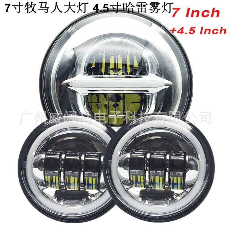 Compatible with 7-inch Headlight 4.5-inch Harley Fog Light Harley Davidson LED Custom Headlight Kit