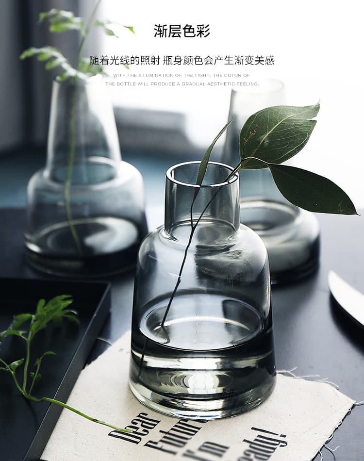 Wholesale Ins Nordic Simple Colored Glass Vase for Dried Flowers Creative Glass Vase