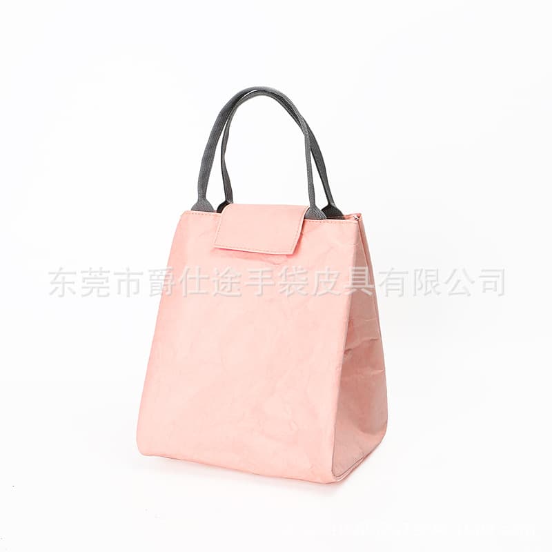 Japanese and Korean Minimalist Dupont Paper Insulated Bag, Pink Waterproof Tyvek Freshness Bag, Tear-Resistant Tyvek Handbag