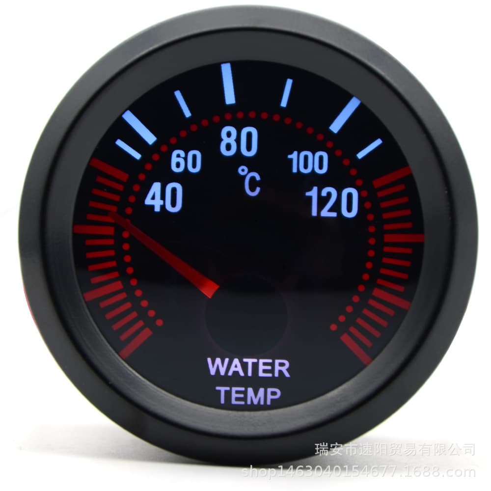 Cross-Border Hot Selling 2-Inch 52MM Turbo Car Water Temperature Gauge Mirror Black Housing Car Dashboard Modified Gauge
