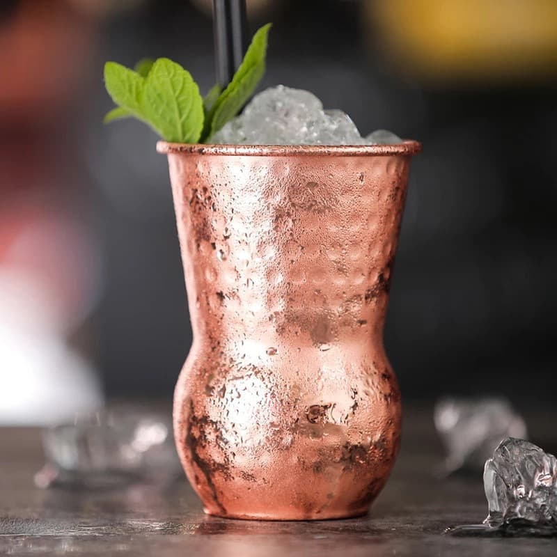 Vintage Hammered Copper Indian Cup Moscow Mule Cocktail Cup Rose Gold Stainless Steel Bar Cup