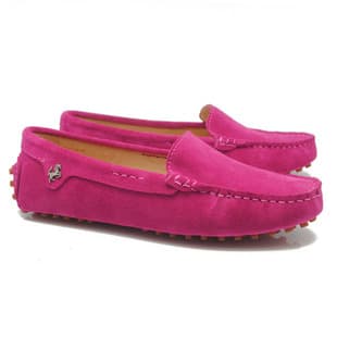 Rose Red Full Leather Loafers for Women, Cowhide Suede, Pigskin Lining, Cowhide Sole, Casual Driving Shoes