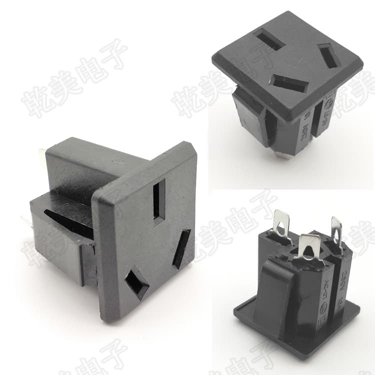 AC Power Socket AC-07 3-Hole Chinese Standard Socket Snap-in US Style AC Socket