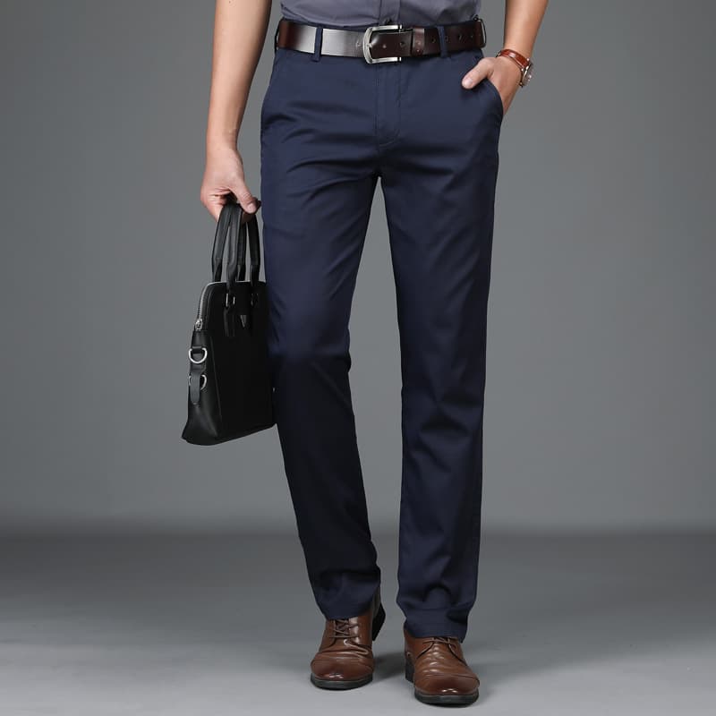 2020 Men's Casual Pants New Summer Business Pants Straight Leg Loose Mid-waist Elastic Men's Long Pants Trendy 1803