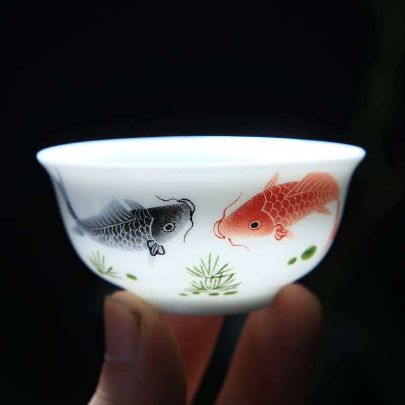 High White Glaze Underglaze Blue and White Tea Cups, Ceramic Gongfu Tea Set Tasting Cups, Single Host Cup, Tea Bowl