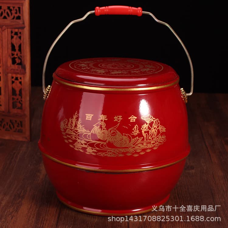 Manufacturer Wholesale Wedding Descendants Bucket, Red Plastic Toilet, Descendants Treasure Bucket for Harmonious Marriage Dowry