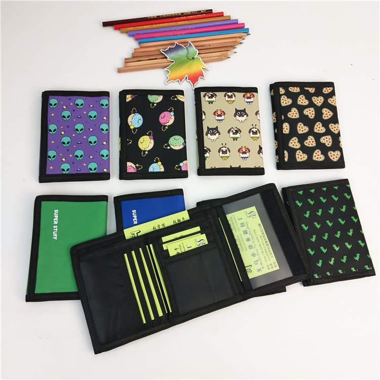 Oxford Fabric Tri-fold Wallet ID Portable Card Case Children Anime Cartoon Short Portable Coin Purse