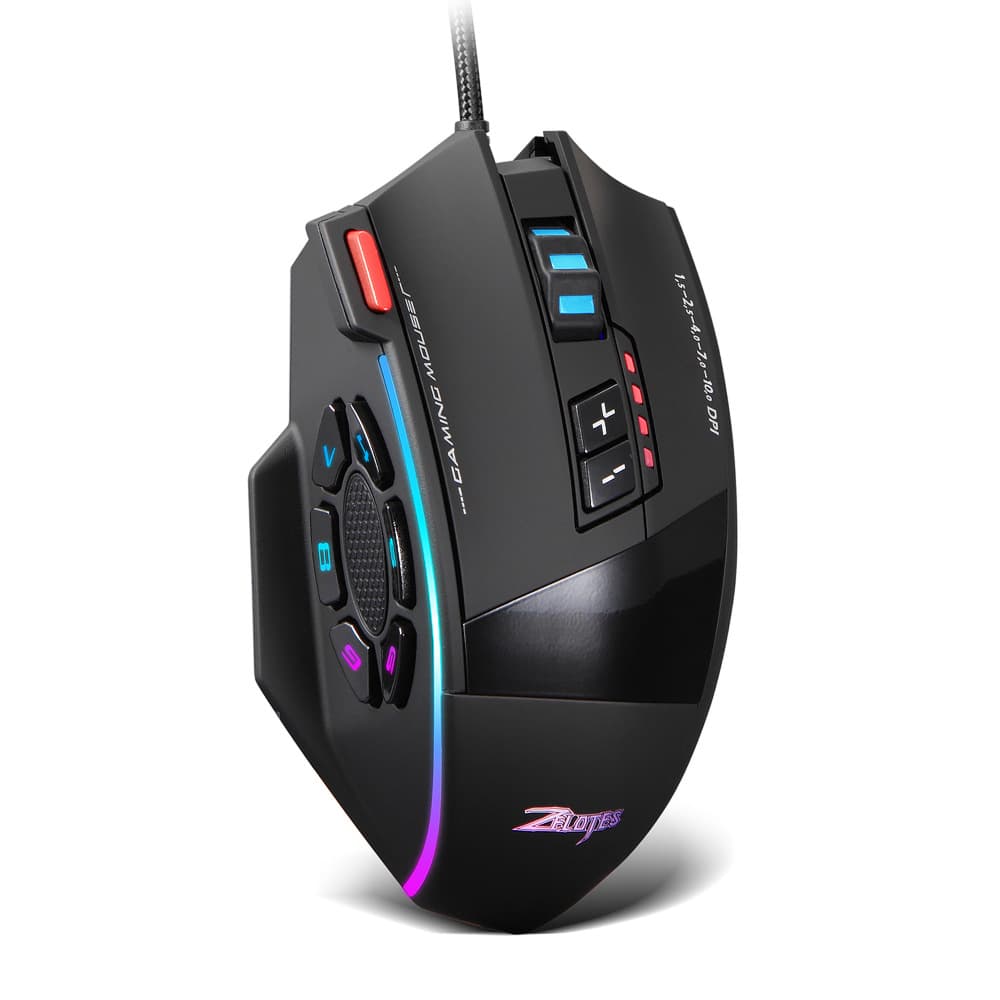 ZELOTES Gaming Mouse with Recoil Control Macro, RGB Flowing Marquee Lighting, Laser Creative Mouse