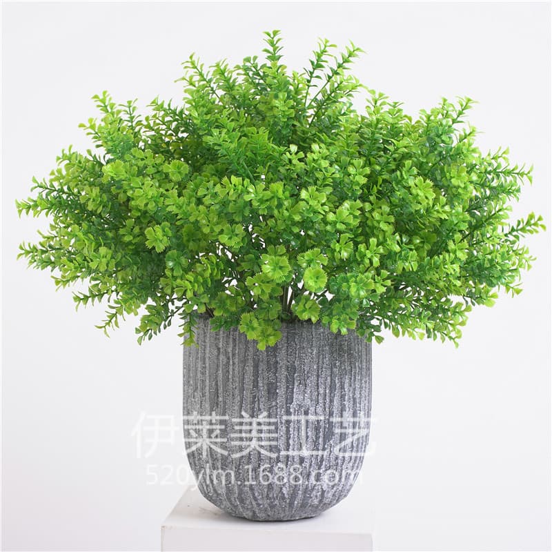 Artificial Floral 6-Head Clover Simulation Plant Background Wall Decoration Accessory for Home, Indoor, and Office Decor