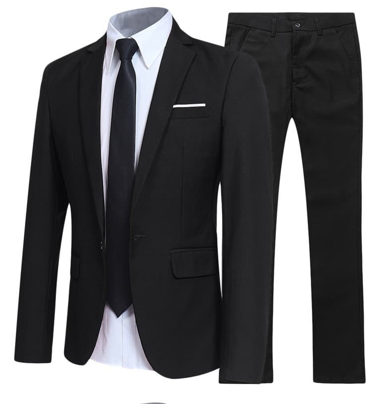 Men's Suit Set Autumn Business Attire Korean Slim Fit Formal Two-Piece Suit for Groom Wedding