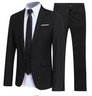 Men's Suit Set Autumn Business Attire Korean Slim Fit Formal Two-Piece Suit for Groom Wedding
