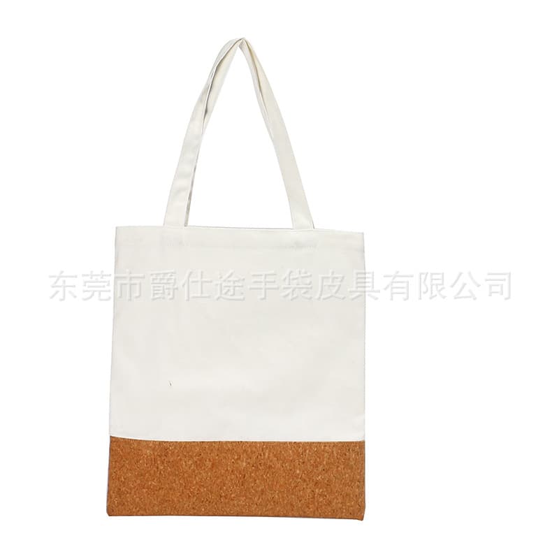 Manufacturer Custom Canvas Patchwork Tote, Eco-Friendly Fashion Cork Shoulder Bag, Preppy Style Handheld Shopping Bag