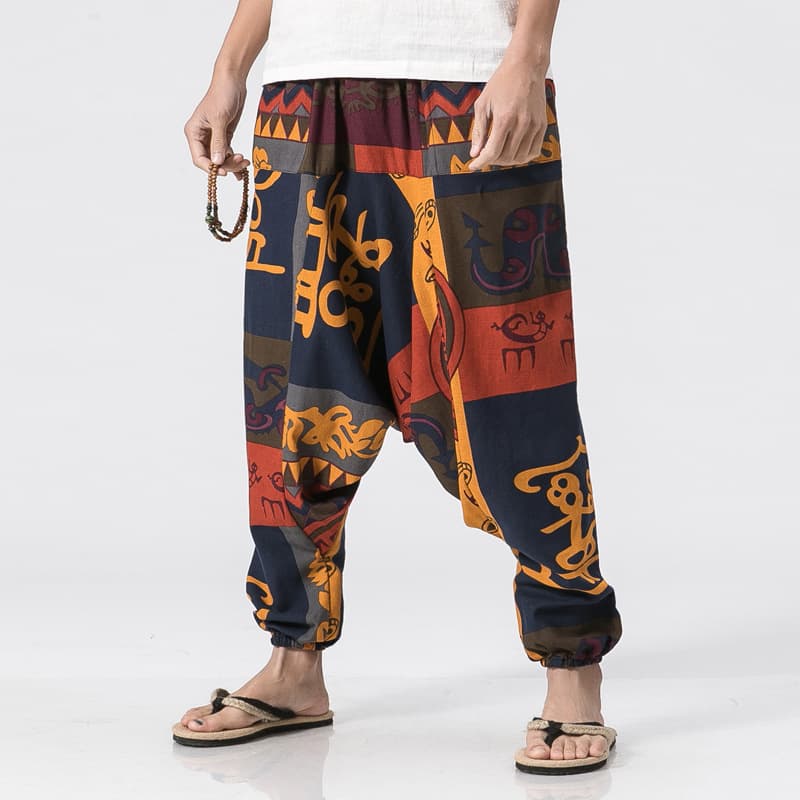 Hip Hop Aladdin Hmong Baggy Cotton Linen Harem Pants for Men