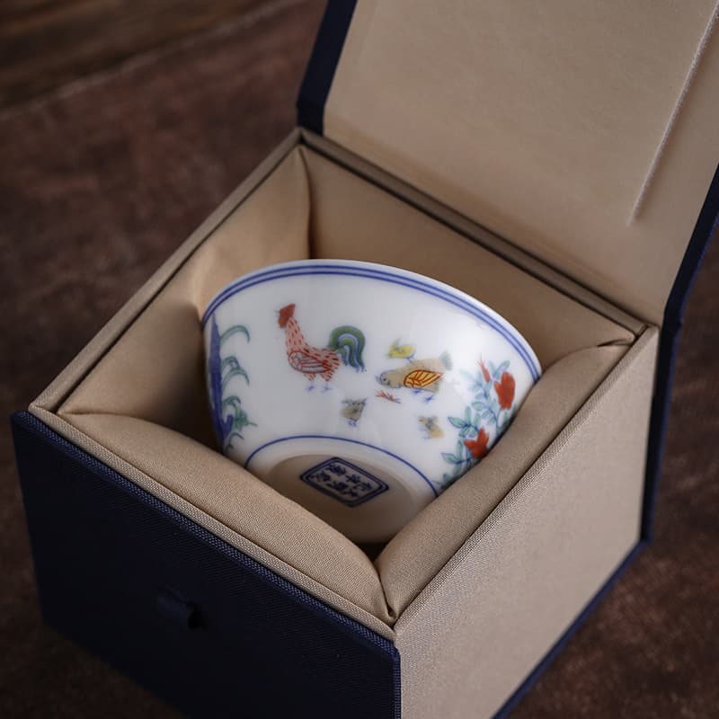 Mutton Fat Jade White Porcelain Ming Dynasty Chenghua Doucai Chicken Cup, Antique-Style Kung Fu Tea Cup, Ceramic Tasting Cup, Host's Single Cup