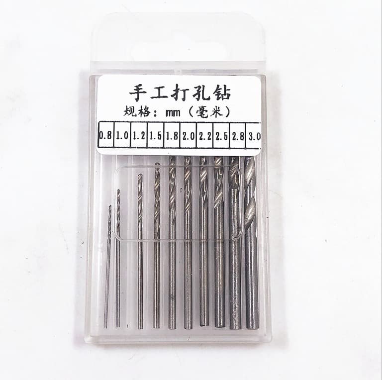Straight Shank Twist Drill Set, 10 Different Specifications, Hand Twist Drill, Manual Drilling, Reaming, Drill Box