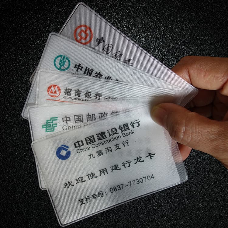 Custom Order Logo Printing Passbook Cover Bank Card Sleeve Transparent Textured Frosted PVC ID Card Wallet