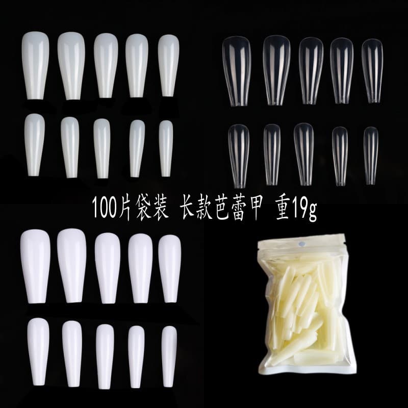 In stock new ballet nails 100 pieces fully attached coffin nails French false nails Ballerina Nails