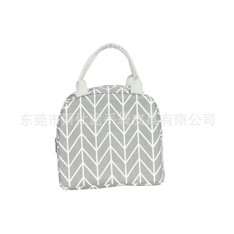 New stylish linen insulated cooler bag, simple printed linen lunch bag, portable insulated lunch bag.