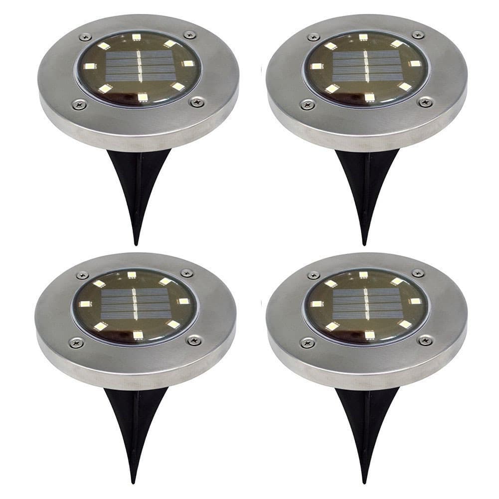 Amazon Cross-Border 8LED Solar Stainless Steel In-Ground Light, Outdoor Spike Lawn Light for Courtyard and Garden, Rainproof