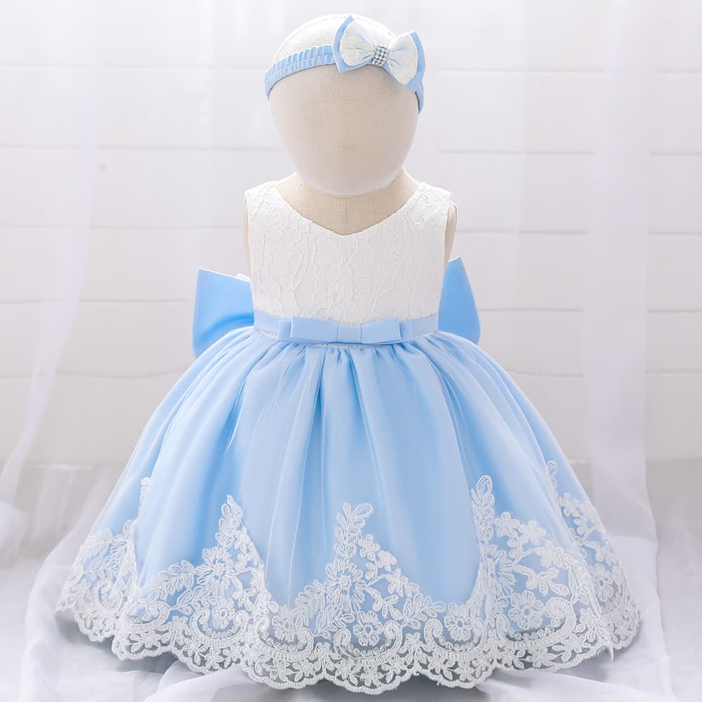 Princess Lace Butterfly Bow Baby Girl One Year Old Full Moon Ceremony Dress Children's Dress Infant Dress Spring Summer Autumn