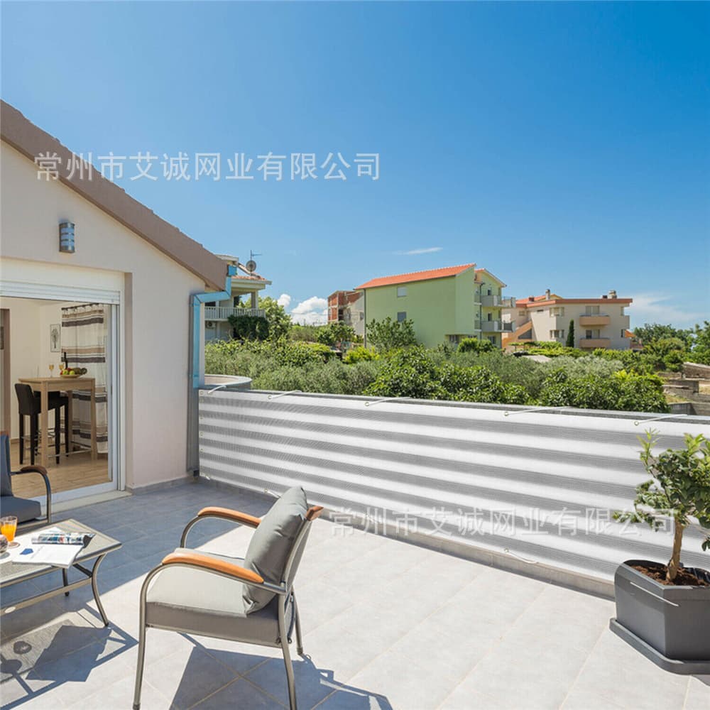 Grey White Striped Privacy Net For Balcony Fence Sunshade Anti-aging UV Protection Plastic Net For Outdoor Use