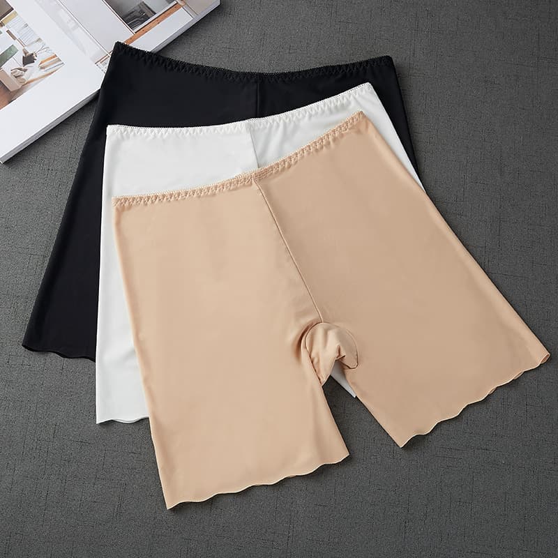 Summer safety shorts, ice silk, plus size, cool and breathable, suitable for layering and wearing as outerwear, seamless, thin underwear.