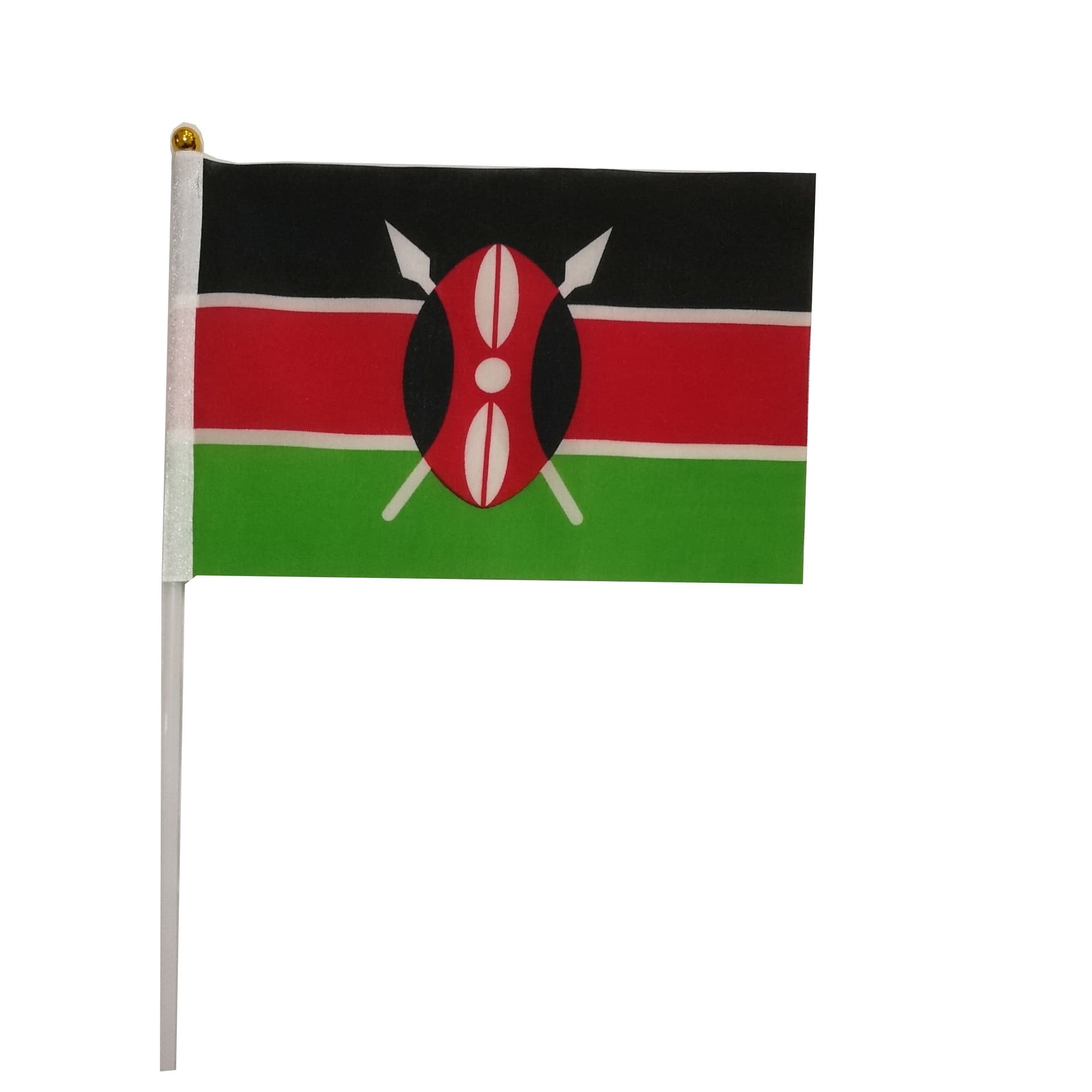 Kenya flag hand waving flag plastic flagpole double-sided polyester flag factory direct sale and sample available