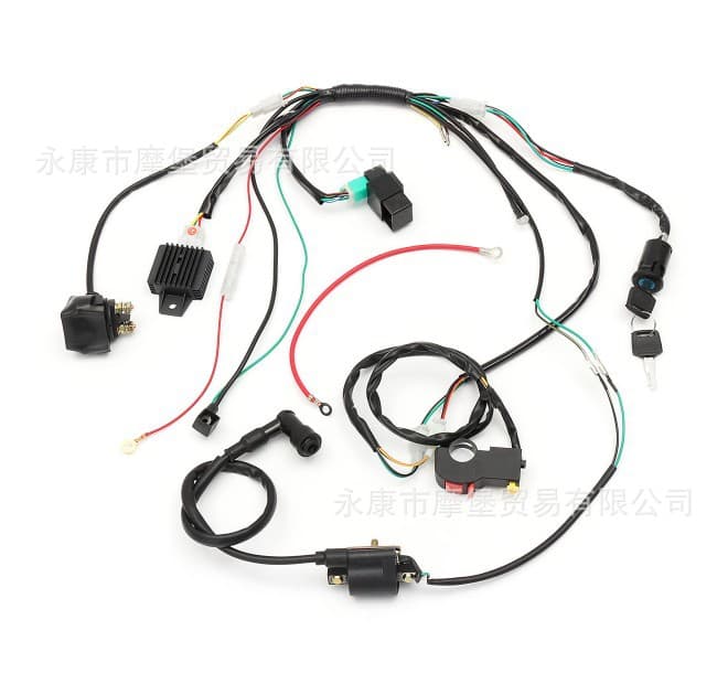 ATV off-road vehicle electric start harness assembly, suitable for 50cc, 70cc, 90cc, 110cc, and 125cc vehicles.