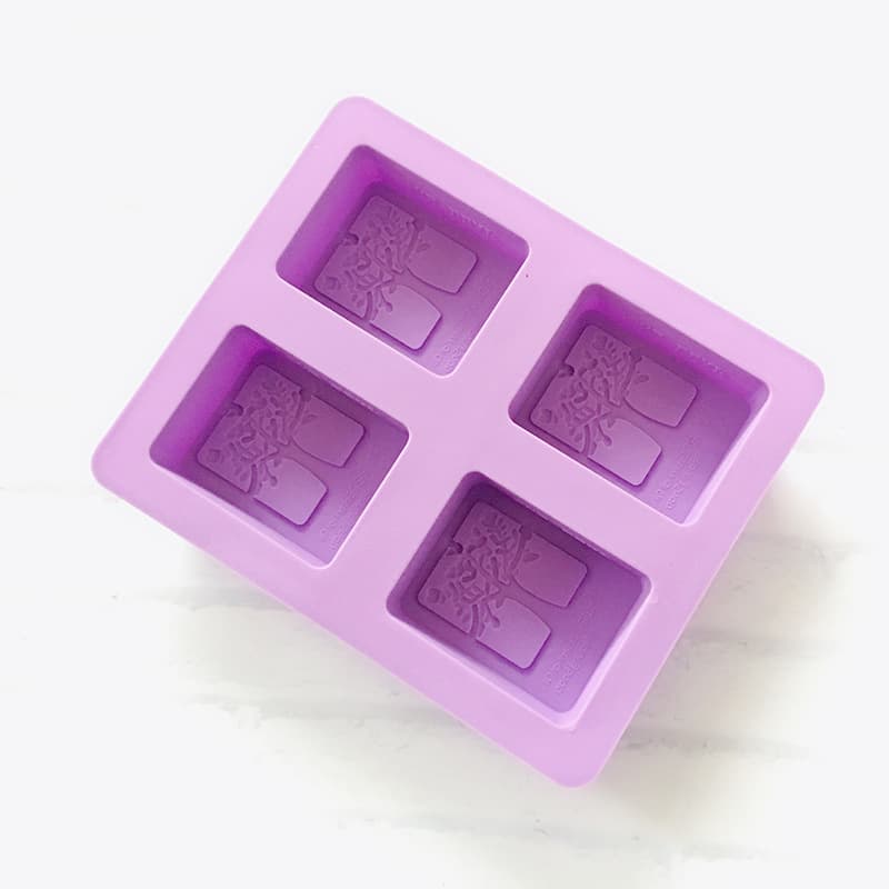 Silicone 4-Cavity Square Happiness Tree Love Tree Soap Mold Cake Mold Ice Cube Mold 3D Pattern Chocolate Mold