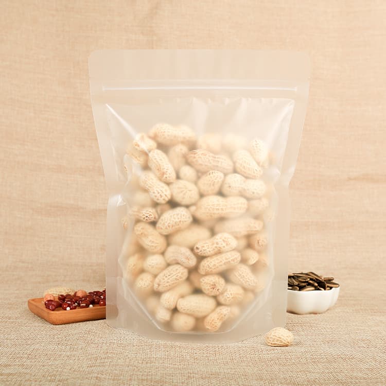 Frosted high-end transparent stand-up gusseted bags, snack and dried goods packaging bags, new material self-sealing for cookies and candies