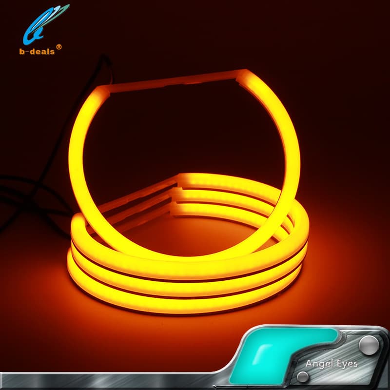 Car Dual-Color White+Yellow with Turn Signal Function Daytime Running Light LED Angel Eyes 4-Piece Set for E36 E46