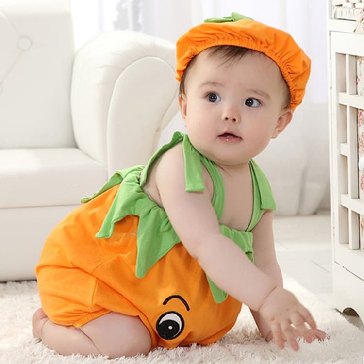 Summer Newborn Baby Romper Baby Jumpsuit Cartoon Fruit Pumpkin Persimmon Design Outfit for Photo Shoot