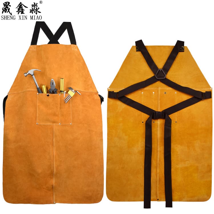 Welding anti-splash apron cowhide thickened wear-resistant anti-cut woodworking apron gardening anti-stab anti-puncture apron