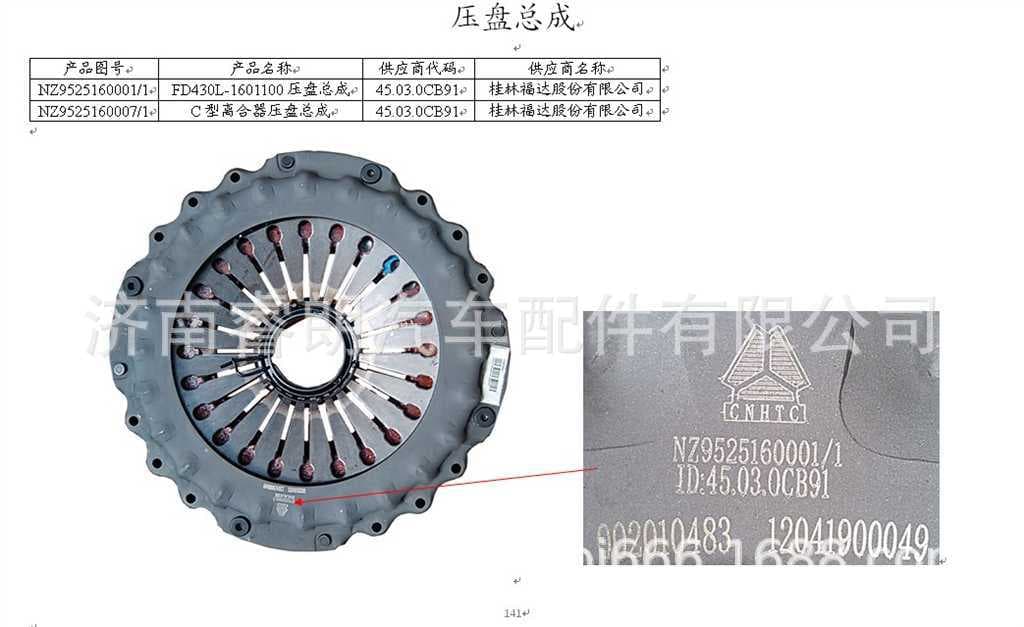 Production and Wholesale of Sinotruk Steyr Howo Haoyun Parts NZ9525160007 Pressure Plate Assembly