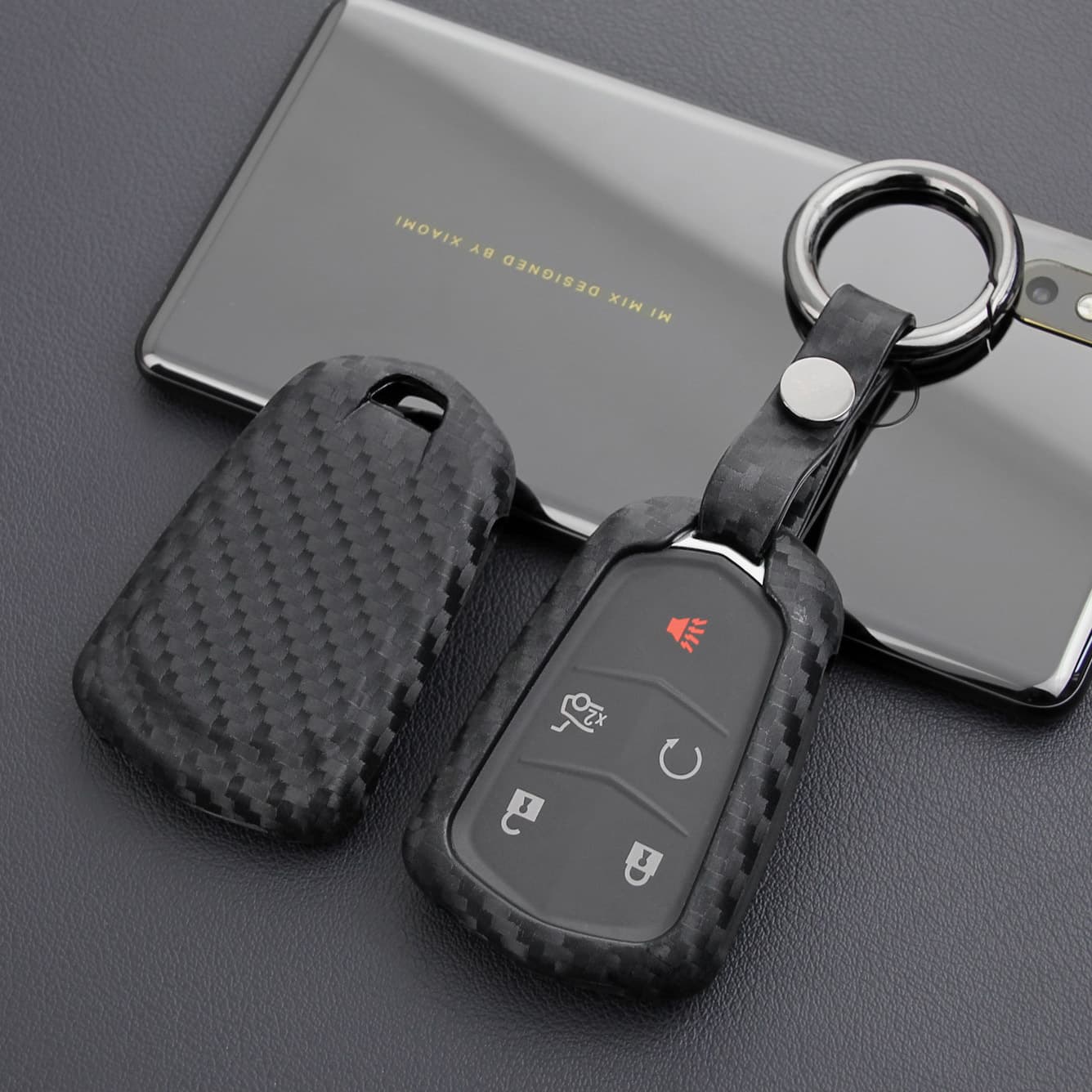 Compatible with New Cadillac Key Case XTS US Spec Escalade CT6 ATS-V Key Fob Cover Protective Sleeve