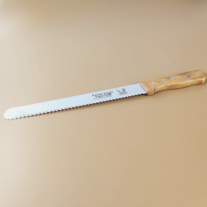 10-Inch Stainless Steel Cake Knife, Cake Bread Slicing Knife, Layered Sharpener, Wooden Handle Sawing Knife, Baking Tool
