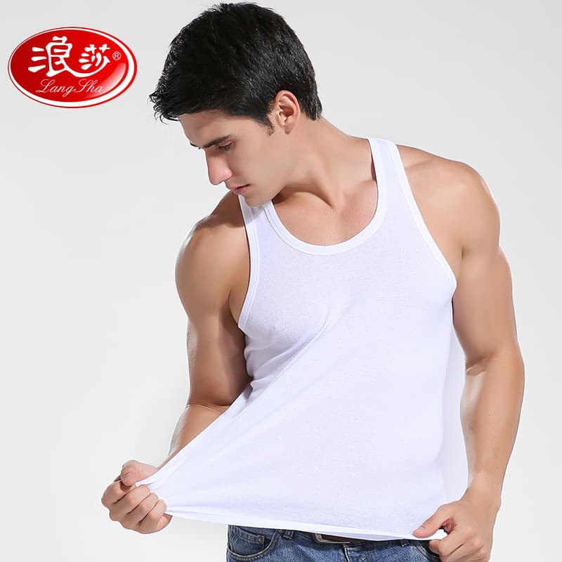 Langsha Men's Vest 100% Cotton Summer Sleeveless Sports Vest Slim Fit Solid Color Cotton Ribbed Undershirt Tank Top Wholesale