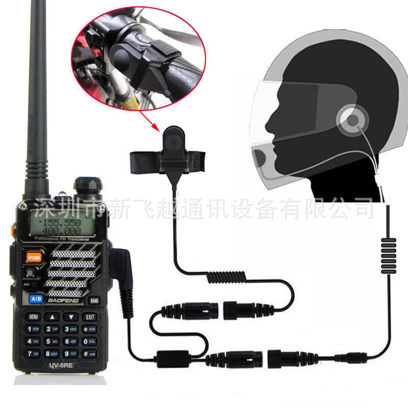 K-Head Intercom Full-Face Helmet Headset Motorcycle Helmet Headset Handheld Radio Headset Compatible with UV-5R 888S etc.