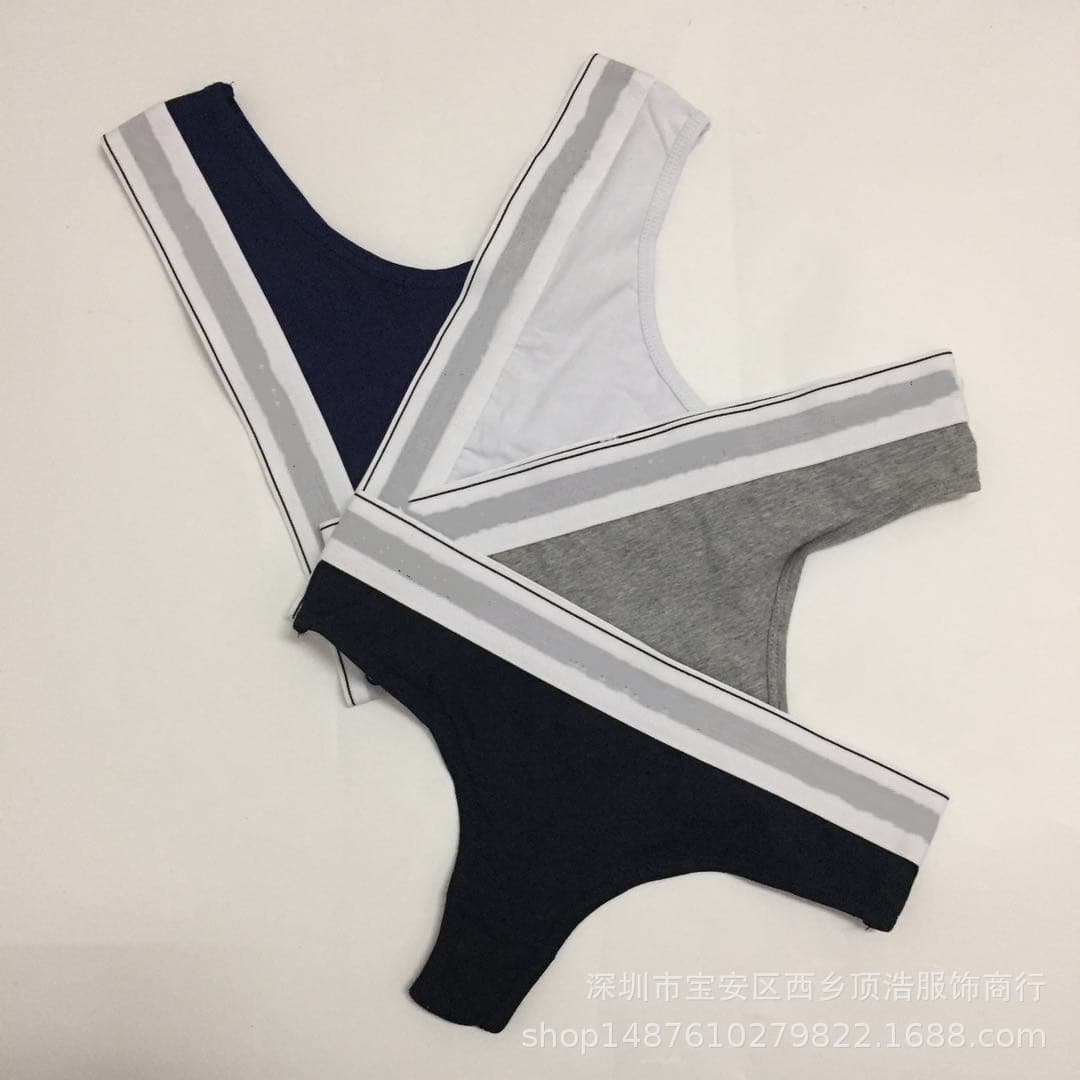 Guess you're browsing AliExpress hot-selling women's wide waistband cotton breathable thong panties, white trim women's triangle underwear trendy brand
