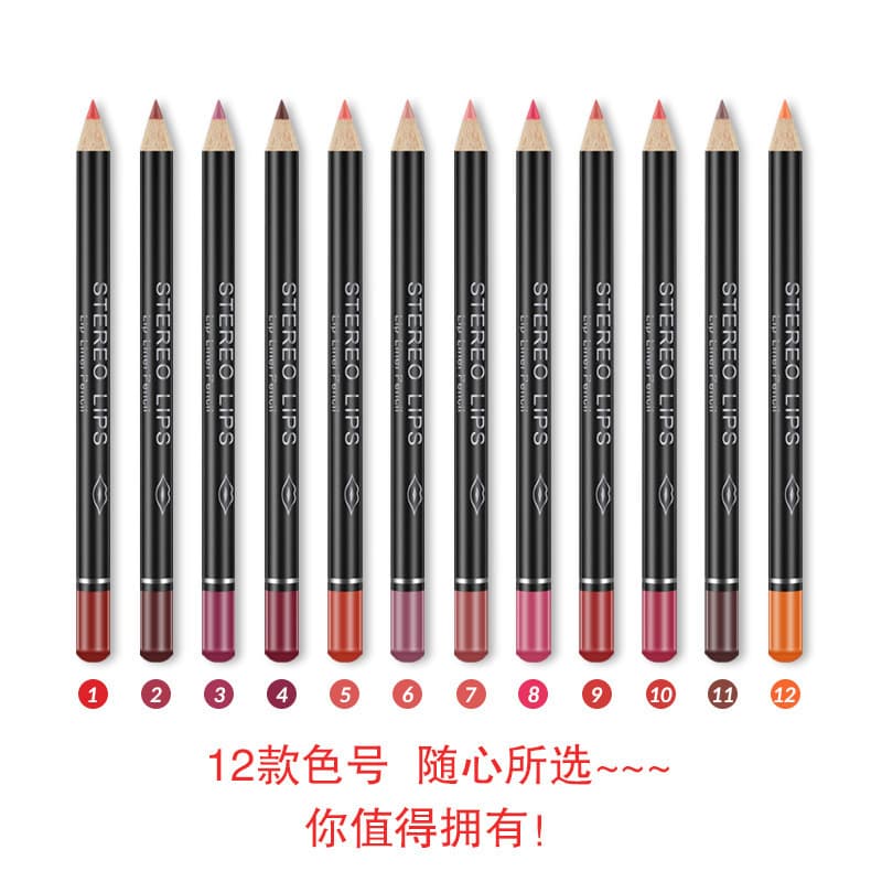 Foreign trade lip liner 12-color set matte modified lip lipstick pen long-lasting non-fading hook line