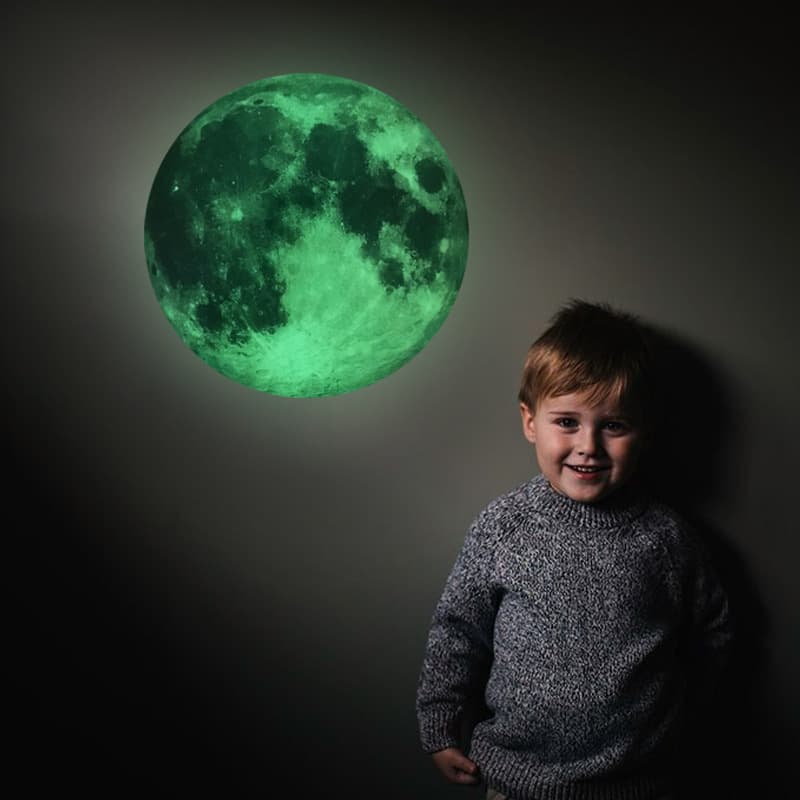 Creative Glow-in-the-Dark Moon Three-Color Kindergarten Children's Room Wall Decal Removable Safe Wall Sticker