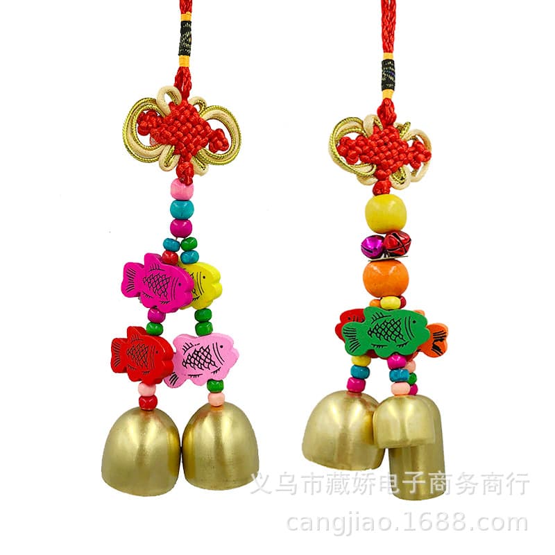 Small Bell Pendant Bag Hanging Keychain Chinese Knot Small Wind Chime Free Gift Small Present Craft Handmade National Style Handcraft