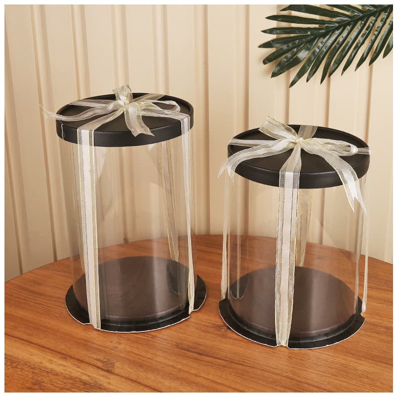 4, 6, 8, 10 Inch Round 3-in-1 Baking Packaging Box Double-Sided Laminated PET Plastic Cake Box Portioning