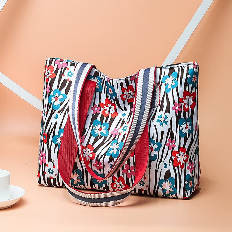 Hot-selling women's shoulder handbag, textured Oxford cloth color-block tote bag, cross-border women's bag wholesale, large bag.