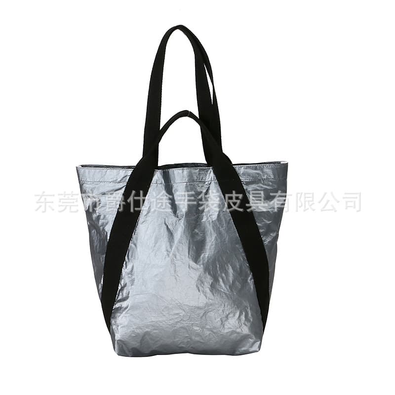 Fashionable Tyvek Shoulder Bag - Gunmetal Eco-friendly Tote, Waterproof Shoulder/Handheld Shopping Bag