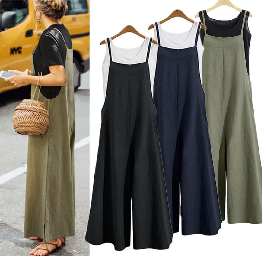 EBAY Hot Selling Women's Loose Wide Leg Pants Casual Jumpsuit for European and American Markets