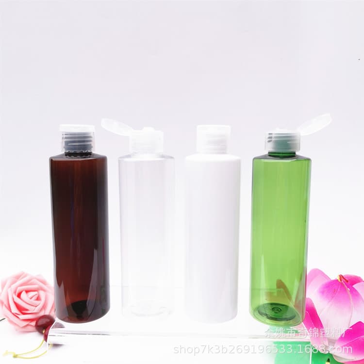 200ml Flat Shoulder Flip Cap Butterfly Lid Plastic Bottle for Cosmetics, Essential Oil, Lotion, Travel Refillable Empty Bottle