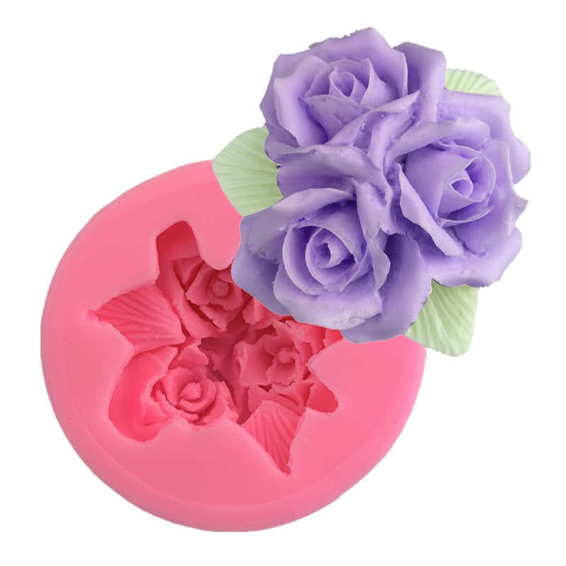 Large Three Roses Air Outlet Silicone Mold Aromatherapy Car Perfume DIY Handmade Cake Decoration Tool Irregular Shape Baking Mold