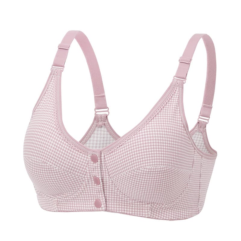 New style three-button front lace bra for middle-aged and elderly women, wire-free nursing bra, wholesale maternity underwear
