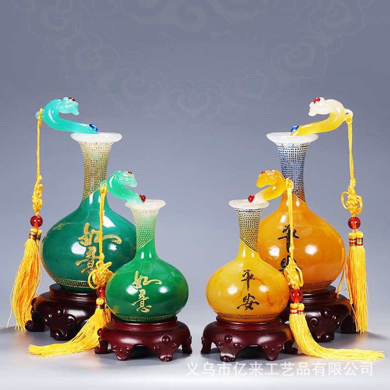 Peaceful Happiness Flower Vase Decoration Living Room TV Cabinet Bar Shelf Home Decor Wedding Gift Handmade Resin Artwork